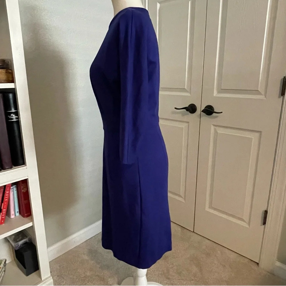 Trina Turk Blue Keyhole Neck Sheath Dress Size 6 - Picture 5 of 6